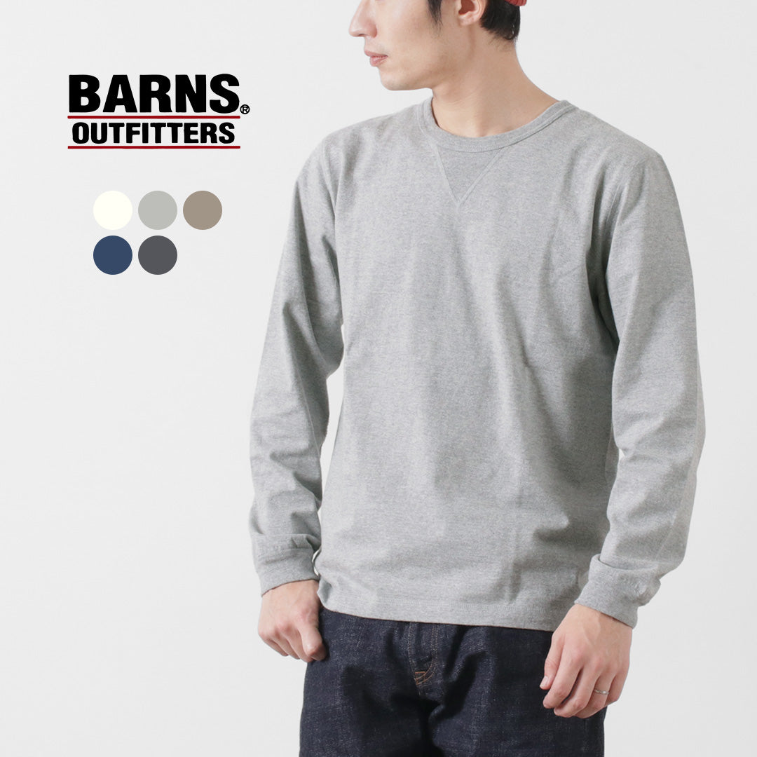 BARNS（バーンズ） カラー別注 小寸編み ヴィンテージ ロングスリーブ クルーネック Tシャツ / フラットシーマ 長袖 メンズ 日本製 BR-3043