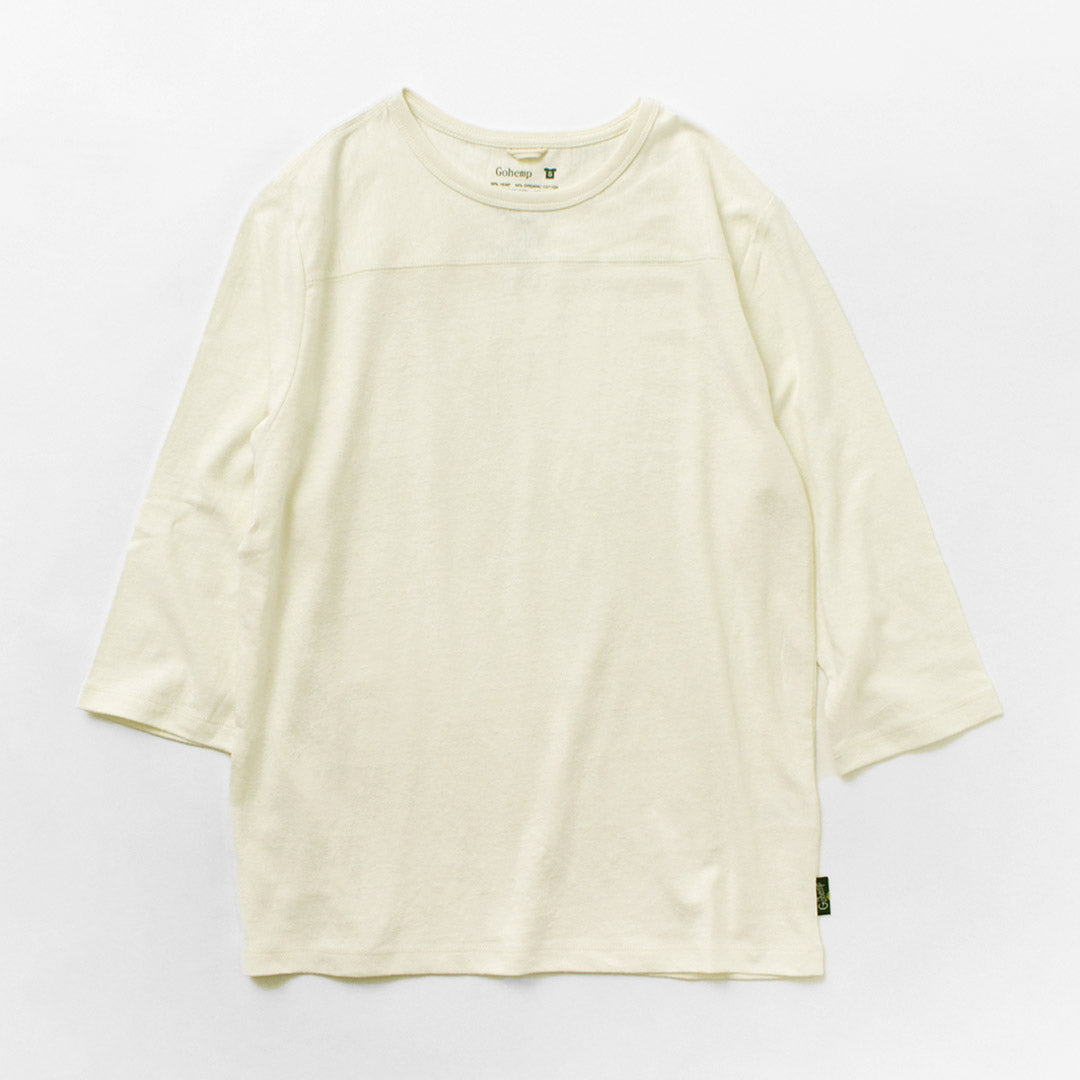 GOHEMP（ゴーヘンプ） ベーシック フットボール Tシャツ / トップス カットソー 7分袖 クルーネック ヘンプ コットン メンズ BASIC FOOTBALL TEE 8oz JERSEY