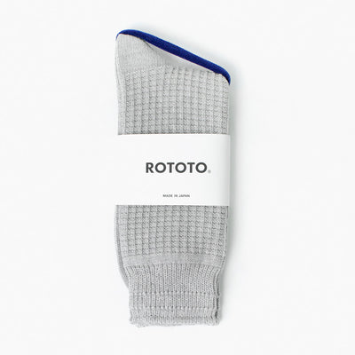 ROTOTO（ロトト） コットンワッフル クルーソックス / メンズ レディース 靴下 無地 日本製 R1110 COTTON WAFFLE CREW SOCKS