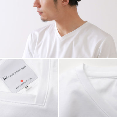 RE MADE IN TOKYO JAPAN（アールイー） 東京メイド ドレスTシャツ Vネック / 半袖 メンズ 無地 日本製