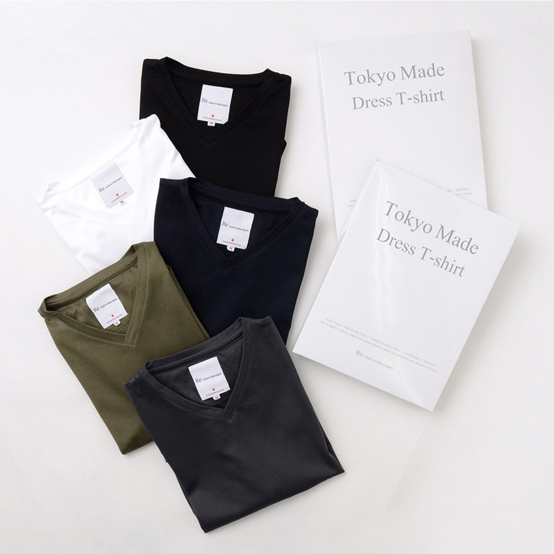 RE MADE IN TOKYO JAPAN（アールイー） 東京メイド ドレスTシャツ Vネック / 半袖 メンズ 無地 日本製