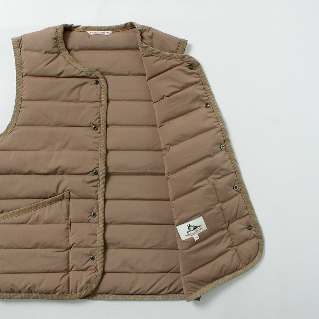 新品　ヴァンソン エ ミレイユ　ストレッチレス　ダウンベスト　トープ VINCENT ET MIREILLE（ヴァンソン エ ミレイユ） ステッチレスダウン
