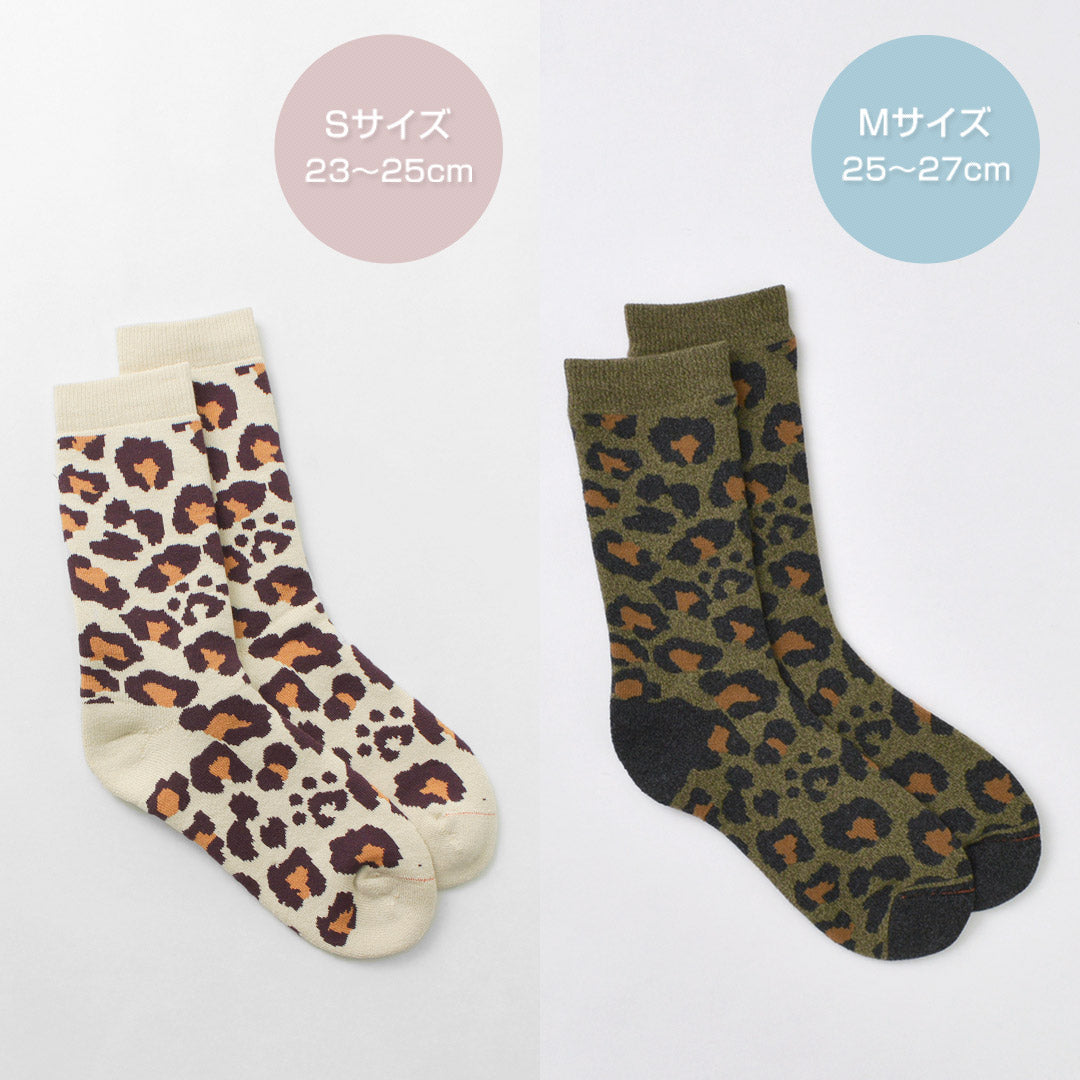 ROTOTO（ロトト） R1340 パイル レオパード クルー ソックス / メンズ レディース ヒョウ柄 靴下 日本製 PILE LEOPARD CREW SOCKS