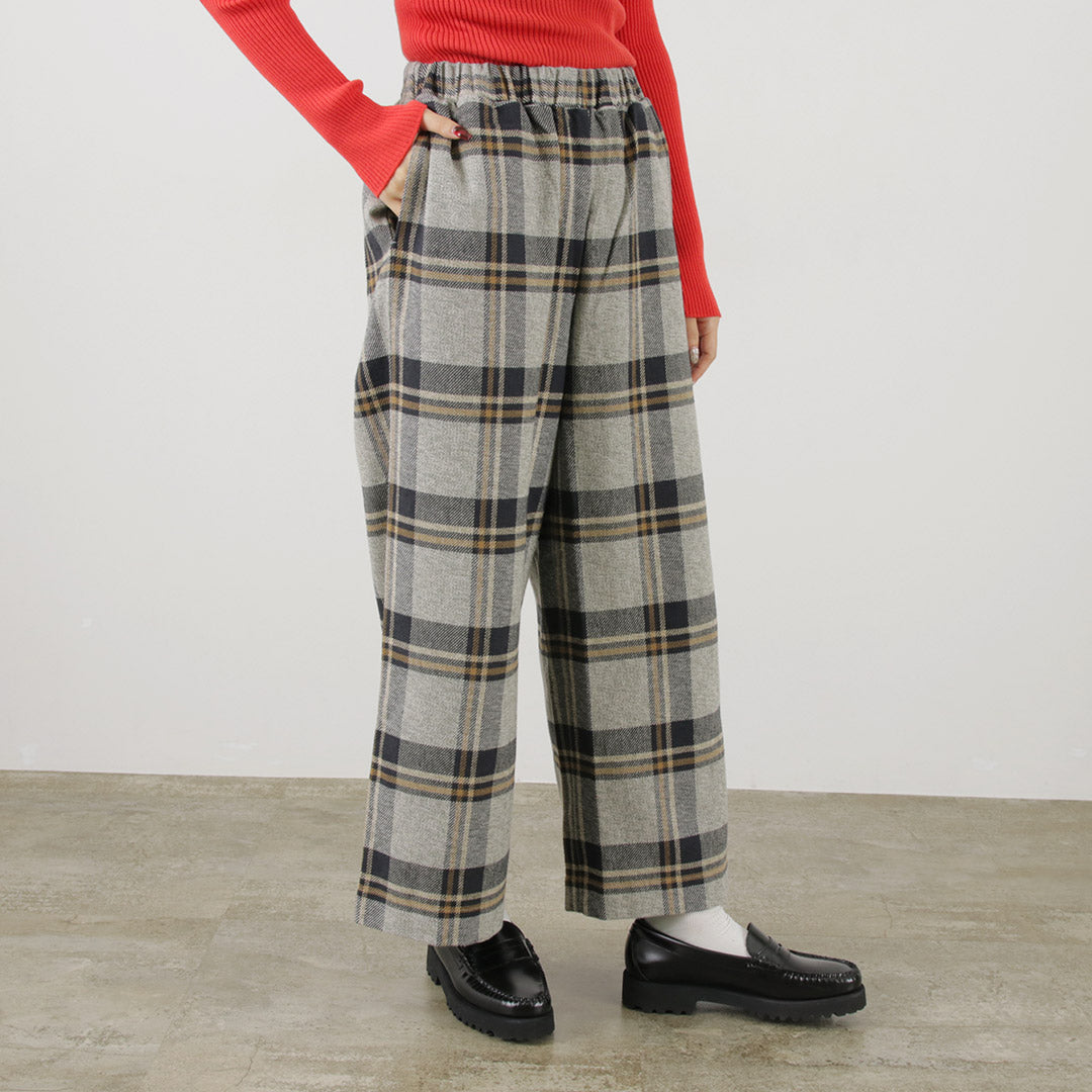 【20％OFF】MAO MADE（マオメイド） ツイードライク チェック ワイド パンツ 2024年モデル