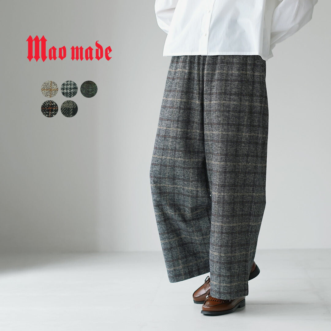 MAO MADE（マオメイド） ツイードライク チェック ワイド パンツ
