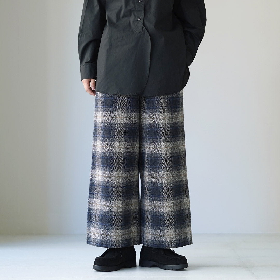 MAO MADE（マオメイド） ツイードライク チェック ワイド パンツ