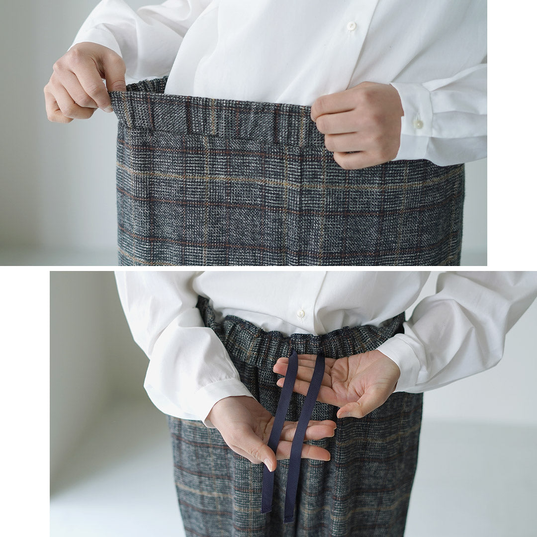 MAO MADE（マオメイド） ツイードライク チェック ワイド パンツ