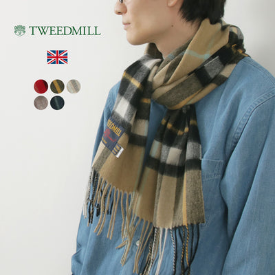 TWEED MILL（ツイードミル） 25×212 ラムウール スカーフ チェック / マフラー メンズ レディース ユニセックス イギリス製