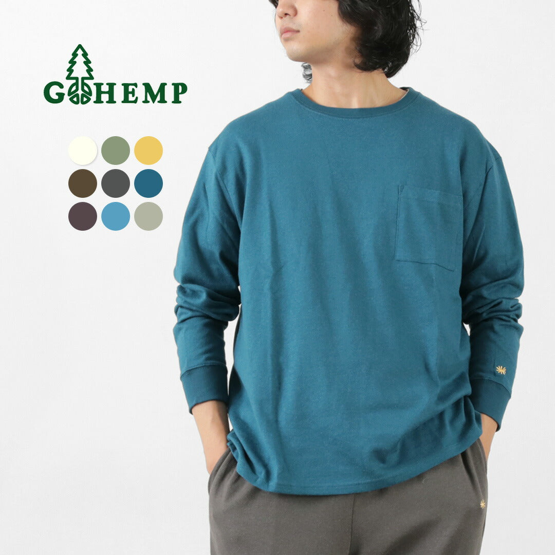 GOHEMP（ゴーヘンプ） ローポケット Tシャツ / メンズ ロンT トップス カットソー 長袖 無地 ヘンプ オーガニックコットン 綿 デイリーウェア LOW PK TEE