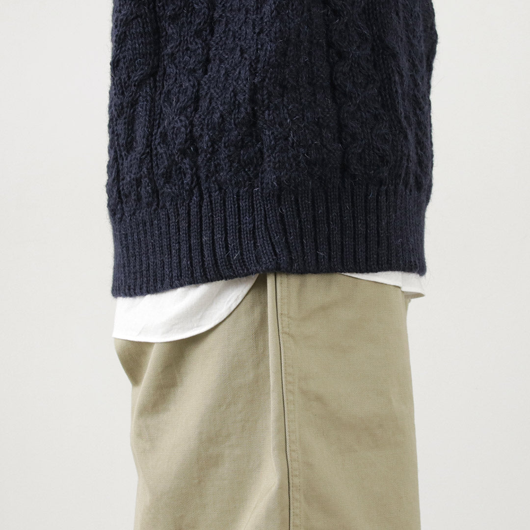 【30％OFF】OLD DERBY KNITWEAR（オールドダービーニットウェア） ケーブル タートル スリップオーバー