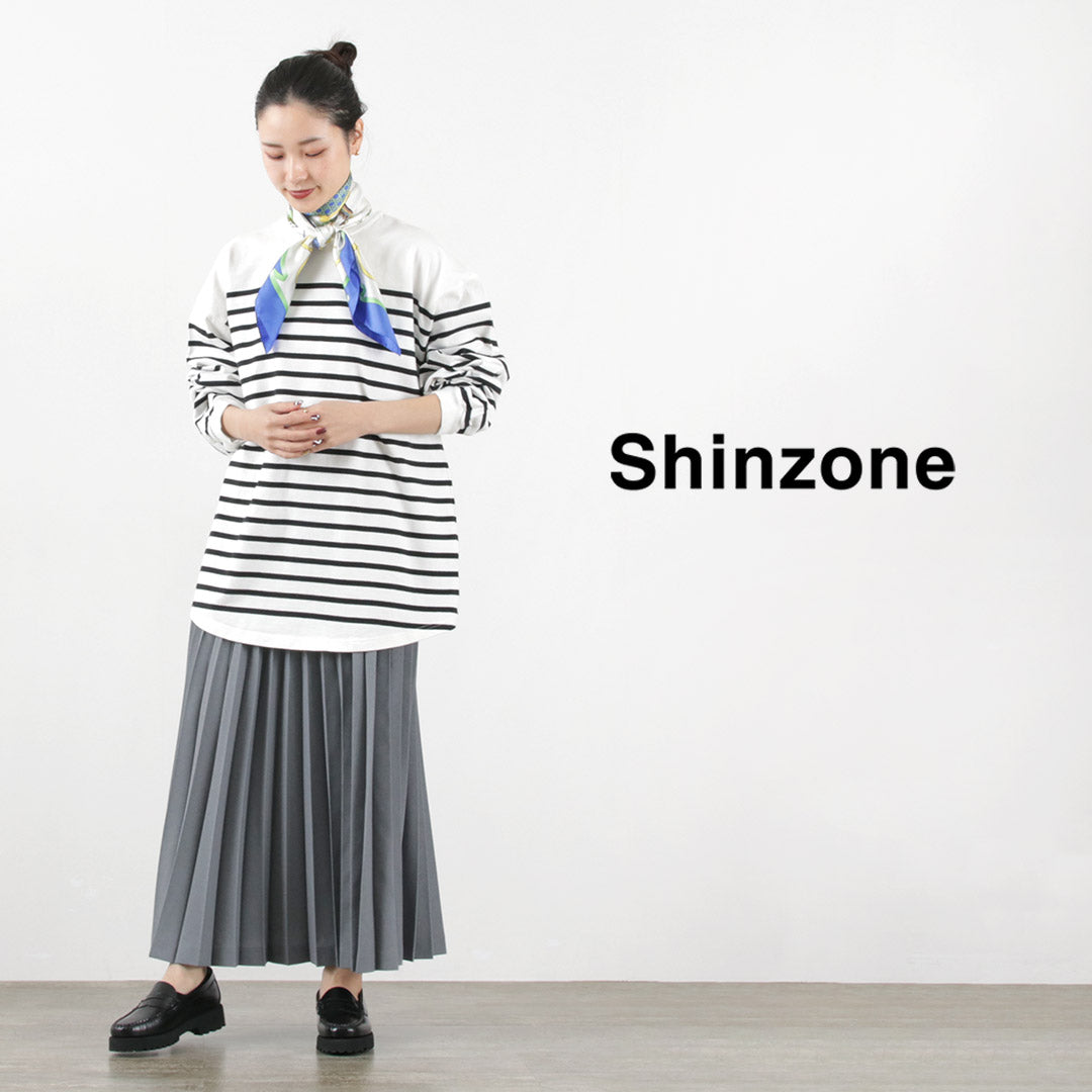 SHINZONE（シンゾーン） パネルボーダートップ / レディース トップス カットソー ロンT 長袖 柄 コットン 22SMSCU03 PANEL BORDER TOP