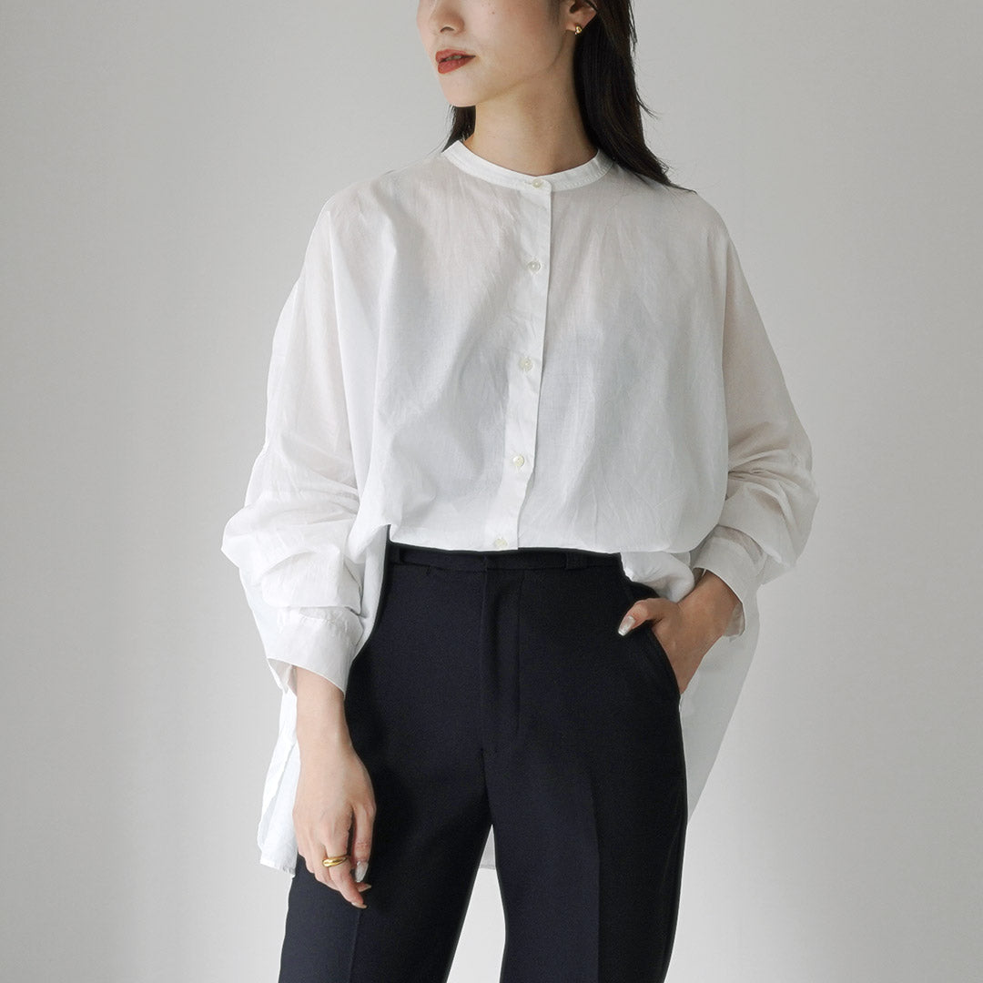 mizuiro ind（ミズイロインド） バックギャザー ワイドシャツ 日本製