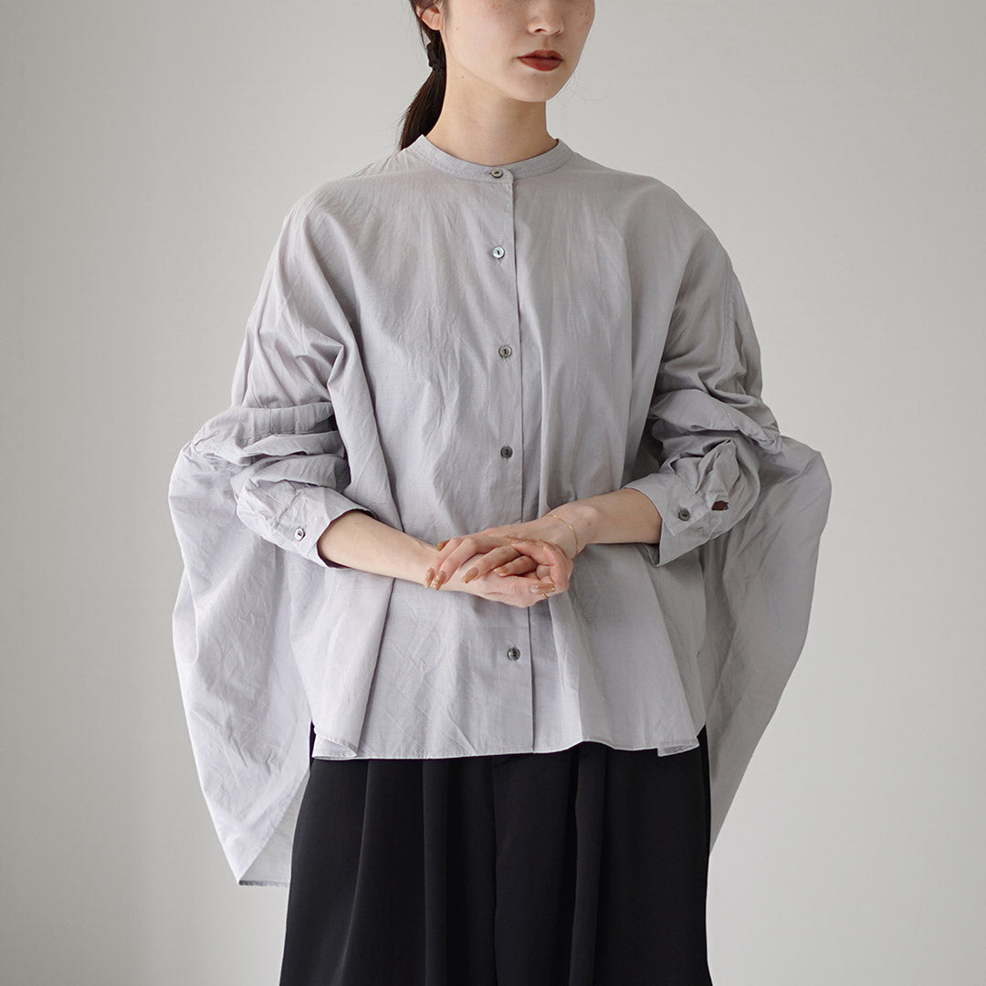 mizuiro ind（ミズイロインド） バックギャザー ワイドシャツ 日本製