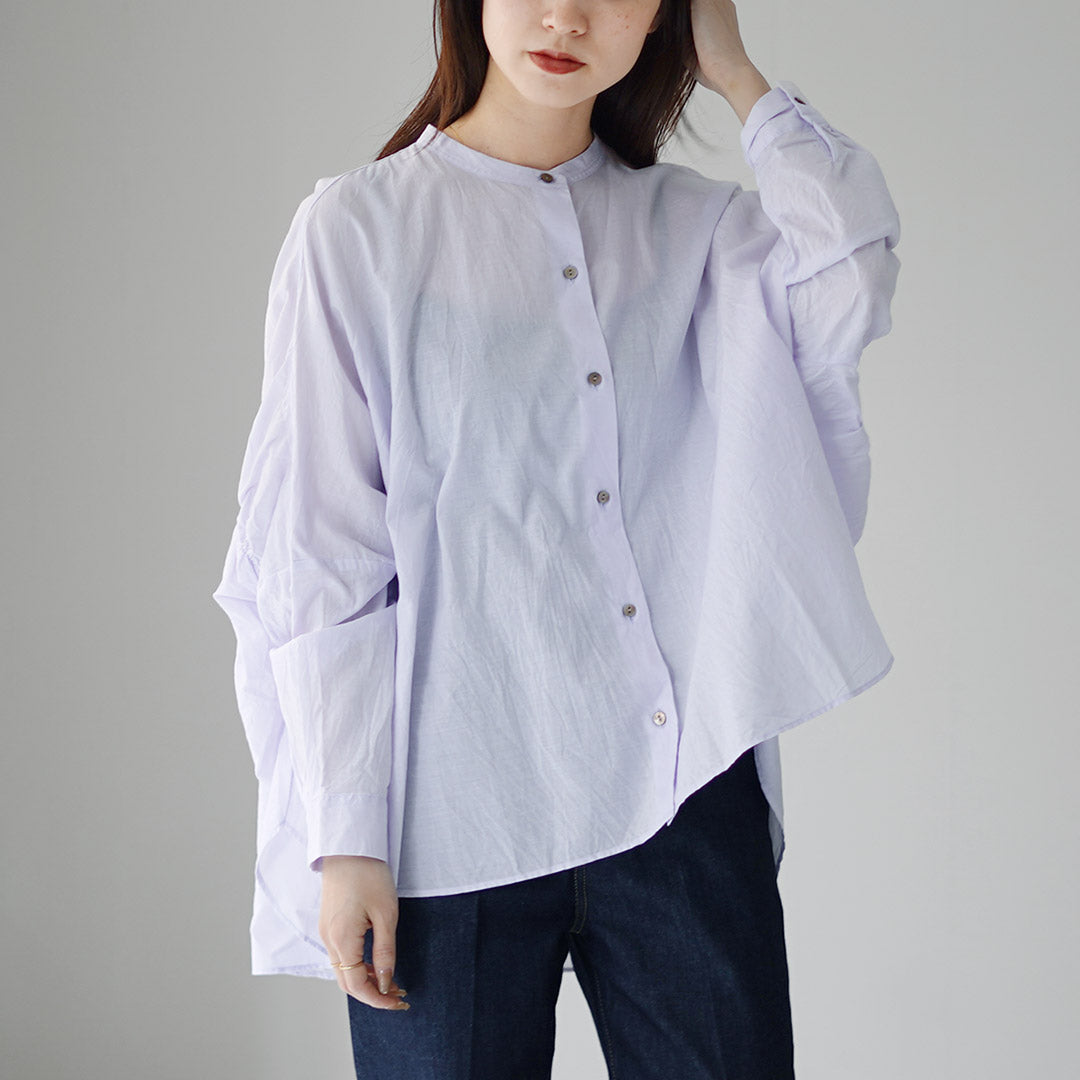 mizuiro ind（ミズイロインド） バックギャザー ワイドシャツ 日本製