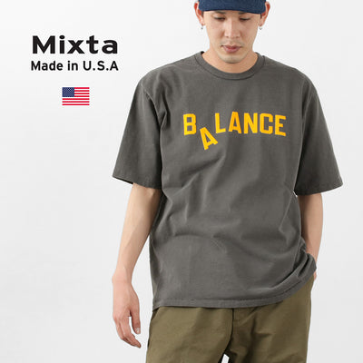【20％OFF】MIXTA（ミクスタ） ベーシッククループリントＴシャツ（バランス） / メンズ / 半袖 / ヴィンテージ風 / アメカジ / アメリカ製 / BALANCE T-SHIRT / S/S PRINT TEE BALANCE / pickt【セール】