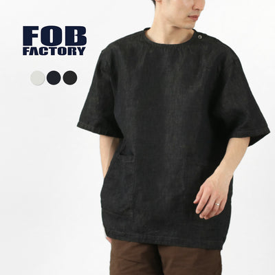 FOB FACTORY（FOBファクトリー） F3478 アトリエ Tシャツ / メンズ トップス 半袖 / スリーピング シャツ / 大きいサイズ / ゆったり / 麻 デニム / 日本製 / ATELIER T-SHIRT