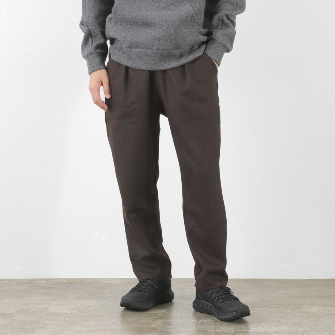 RE MADE IN TOKYO JAPAN（アールイー） ウールカシミアカルゼ タックパンツ / メンズ イージーパンツ ウエストゴム 総ゴム 日本製 Wool Cashmere Kersey Tuck PTS