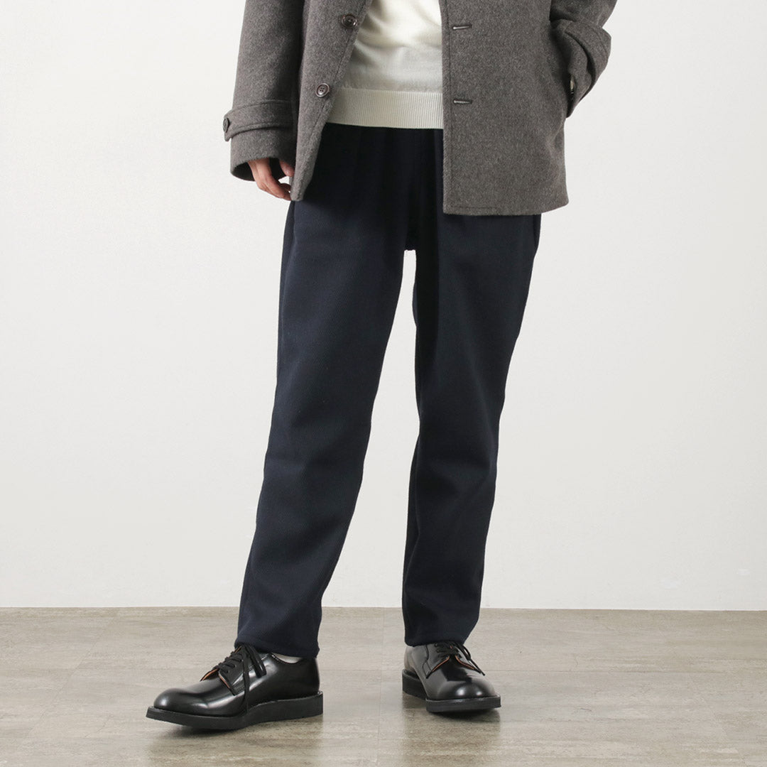 RE MADE IN TOKYO JAPAN（アールイー） ウールカシミアカルゼ タックパンツ / メンズ イージーパンツ ウエストゴム 総ゴム 日本製 Wool Cashmere Kersey Tuck PTS