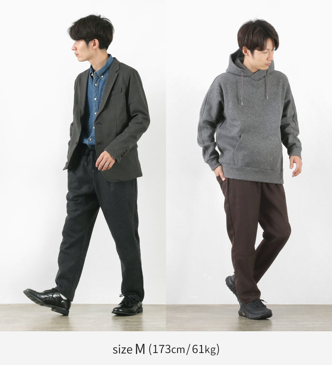 RE MADE IN TOKYO JAPAN（アールイー） ウールカシミアカルゼ タックパンツ / メンズ イージーパンツ ウエストゴム 総ゴム 日本製 Wool Cashmere Kersey Tuck PTS