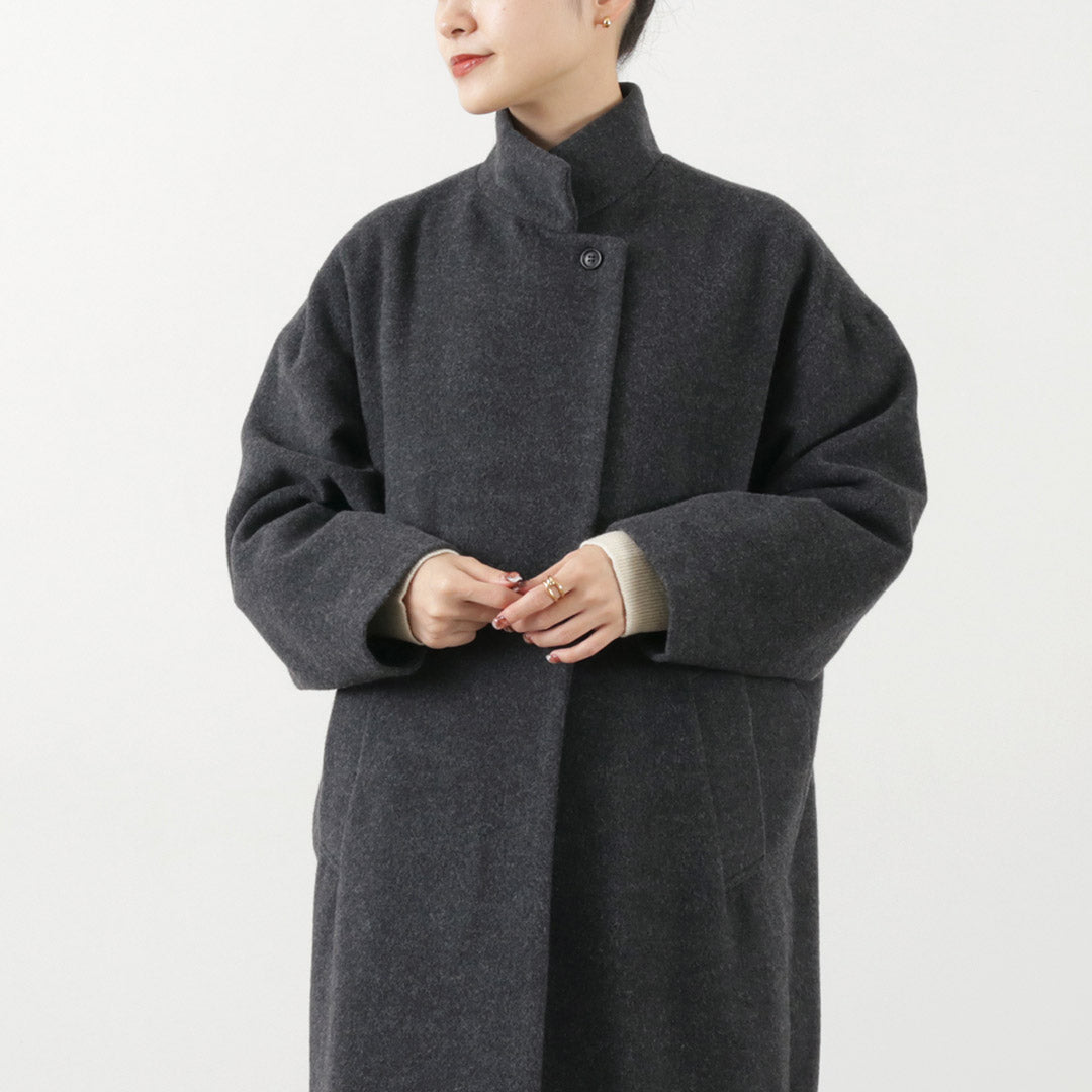 mizuiro ind（ミズイロインド） スタンドカラー ウールコート / レディース アウター ロング 日本製 Stand Collar Wool CT