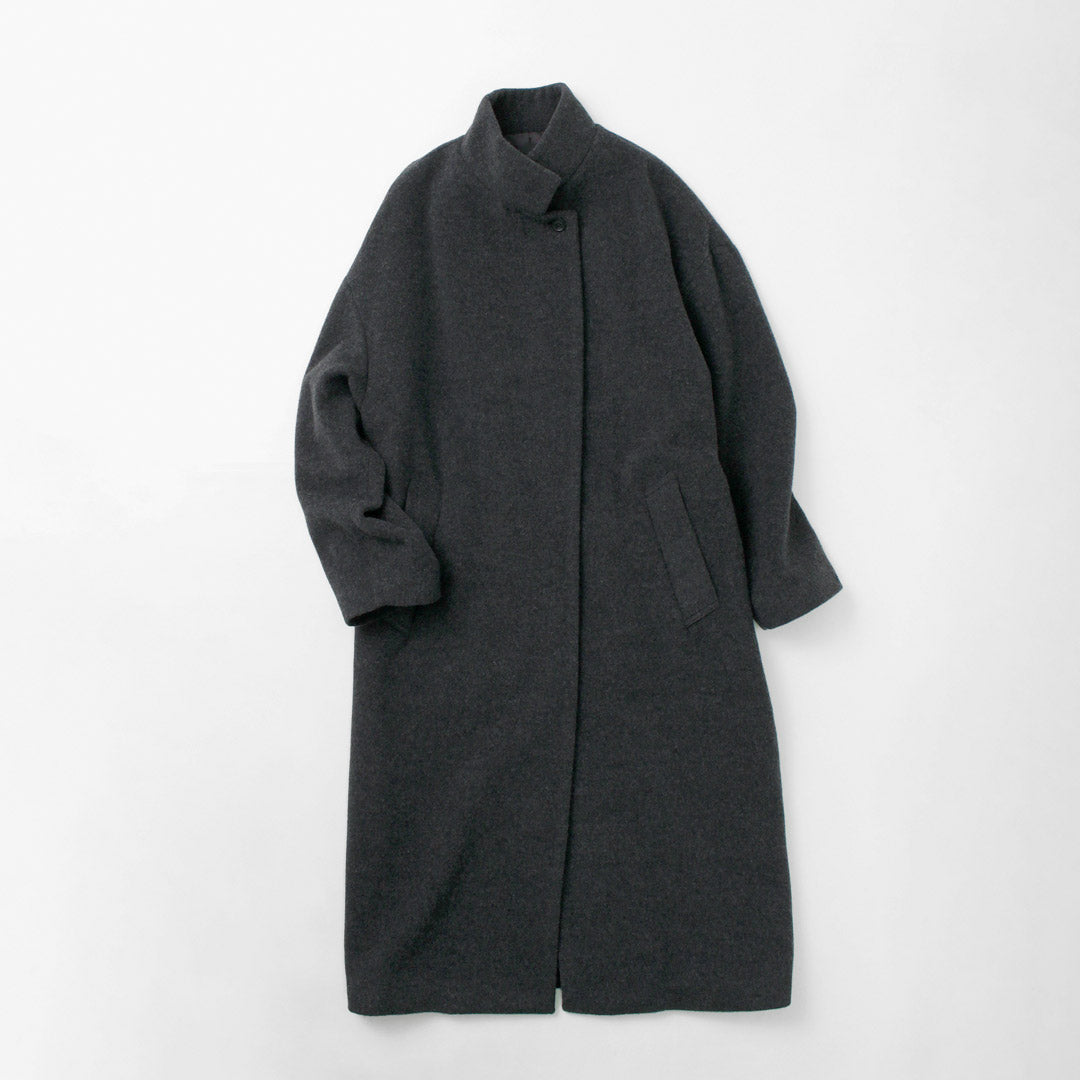 mizuiro ind（ミズイロインド） スタンドカラー ウールコート / レディース アウター ロング 日本製 Stand Collar Wool CT