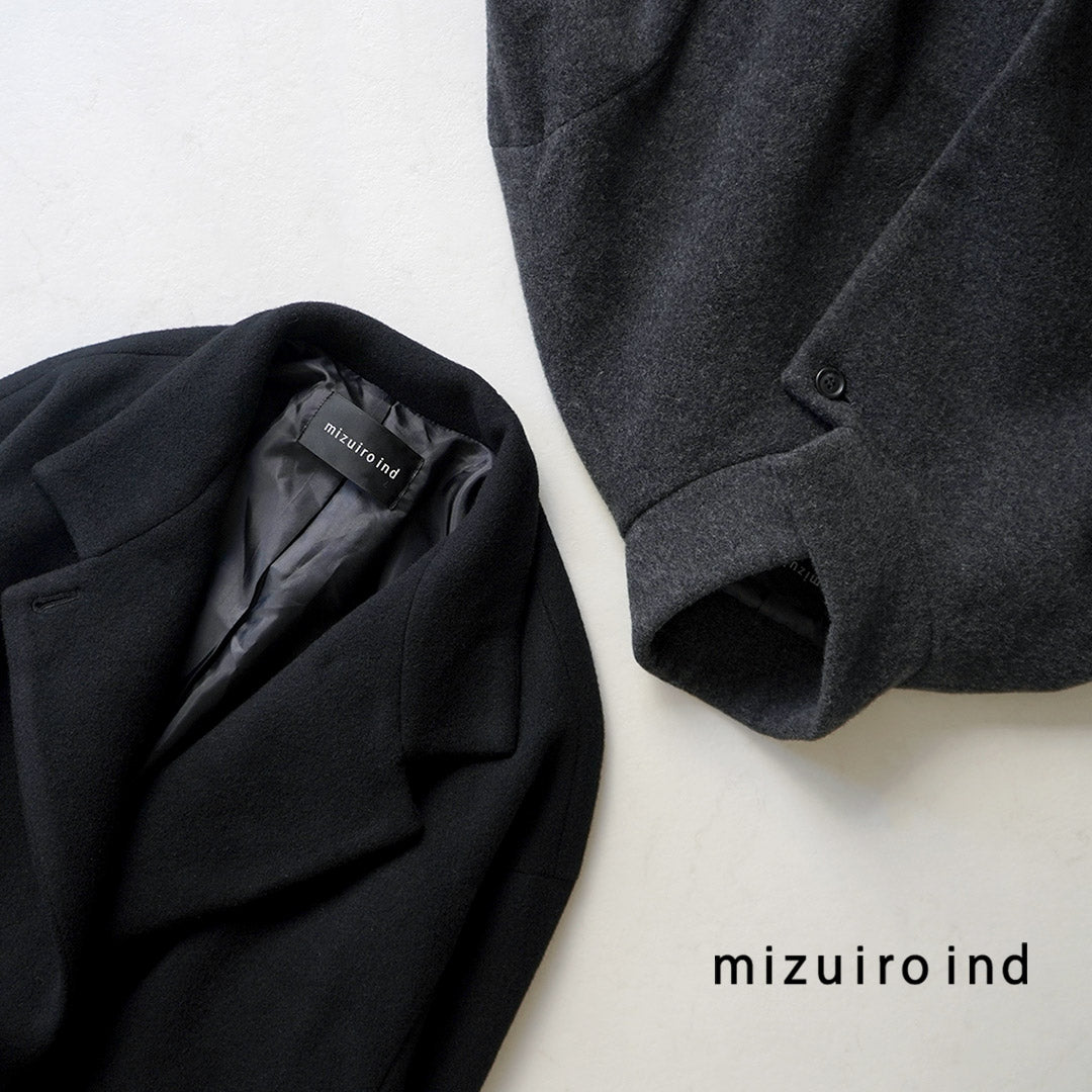 mizuiro ind（ミズイロインド） スタンドカラー ウールコート / レディース アウター ロング 日本製 Stand Collar Wool CT