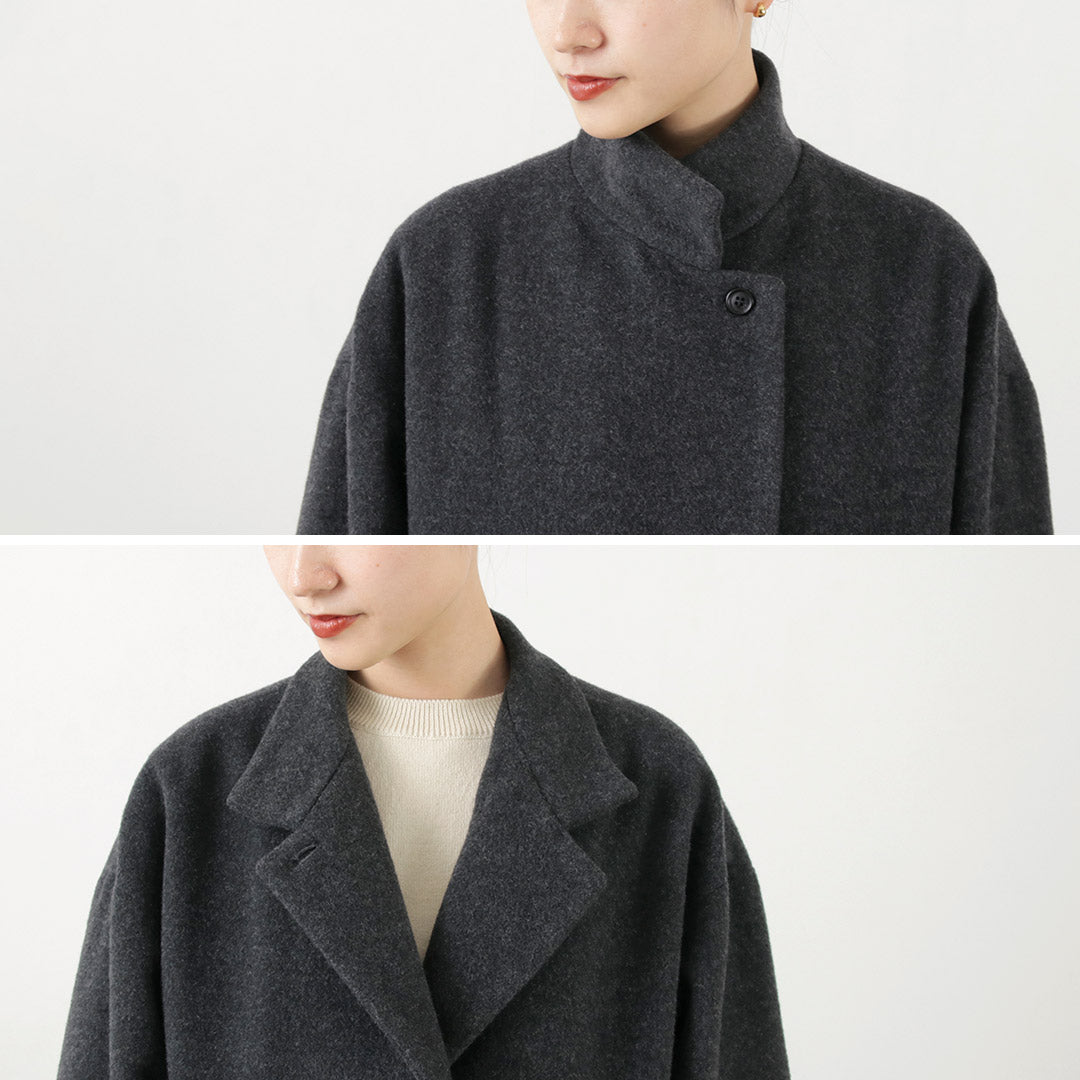 mizuiro ind（ミズイロインド） スタンドカラー ウールコート / レディース アウター ロング 日本製 Stand Collar Wool CT