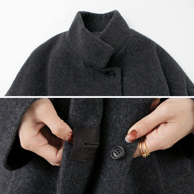 MIZUIRO IND（ミズイロインド） スタンドカラー ウールコート / レディース アウター ロング 日本製 Stand Collar Wool CT クリスマス プレゼント ギフト