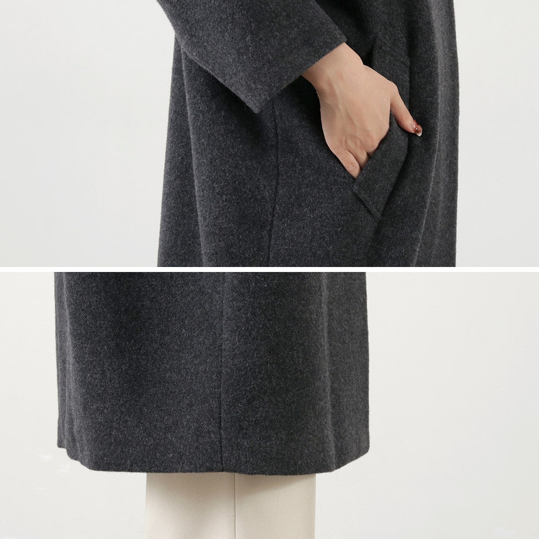 mizuiro ind（ミズイロインド） スタンドカラー ウールコート / レディース アウター ロング 日本製 Stand Collar Wool CT