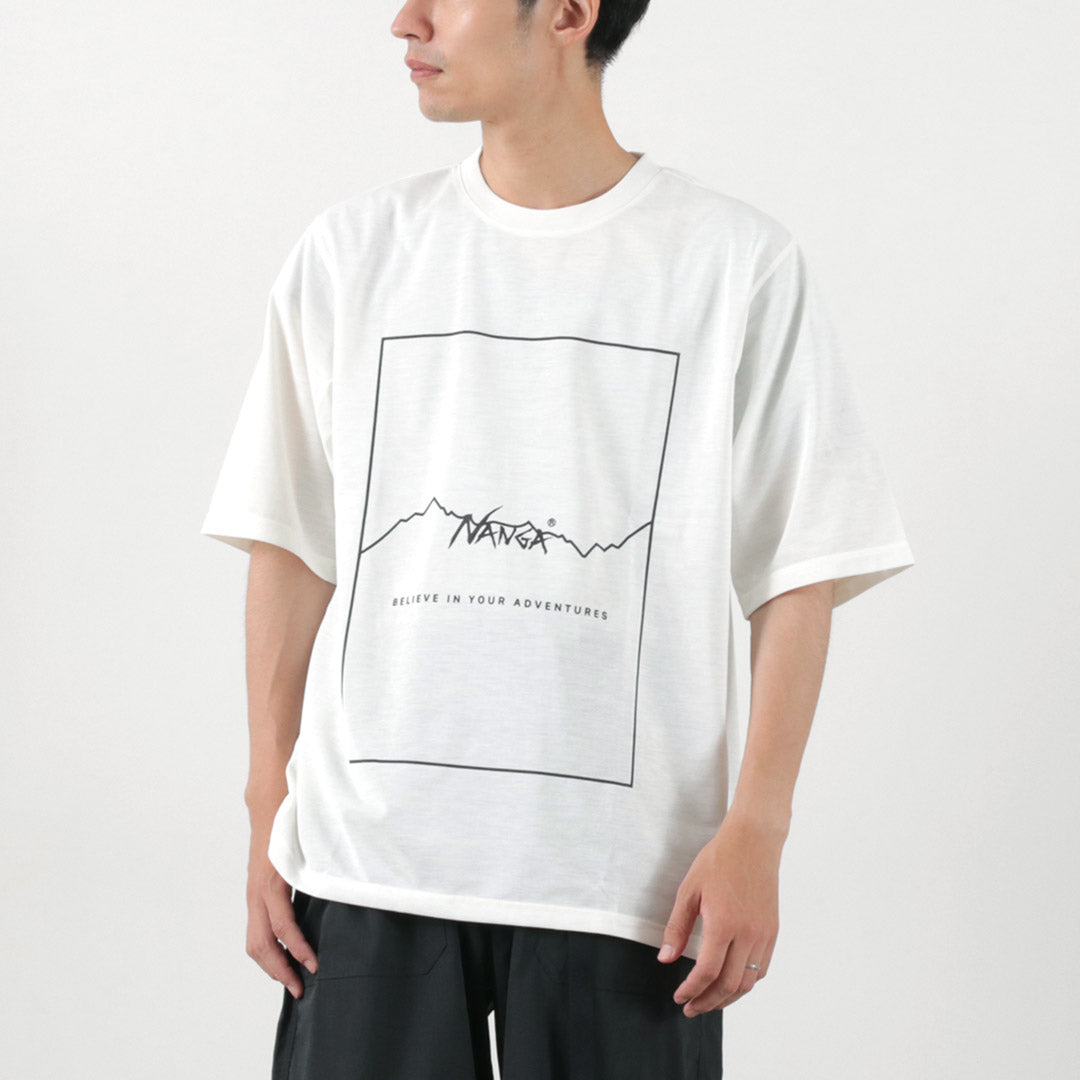 NANGA（ナンガ） ドライミックス フレーム ロゴT / メンズ トップス 半袖 プリント 速乾 UVカット ポリエステル DRY MIX FRAME LOGO TEE