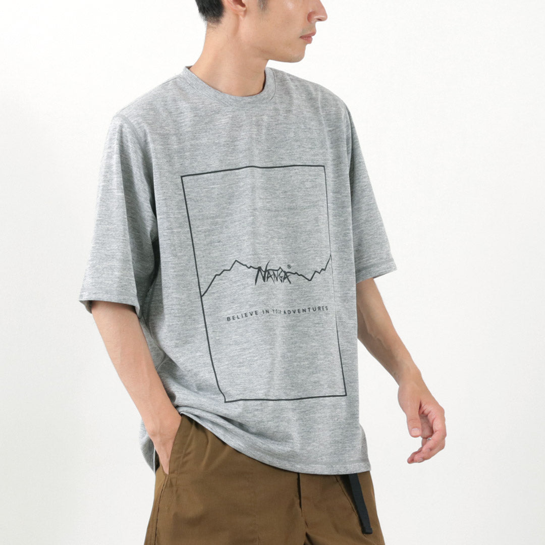 NANGA（ナンガ） ドライミックス フレーム ロゴT / メンズ トップス 半袖 プリント 速乾 UVカット ポリエステル DRY MIX FRAME LOGO TEE