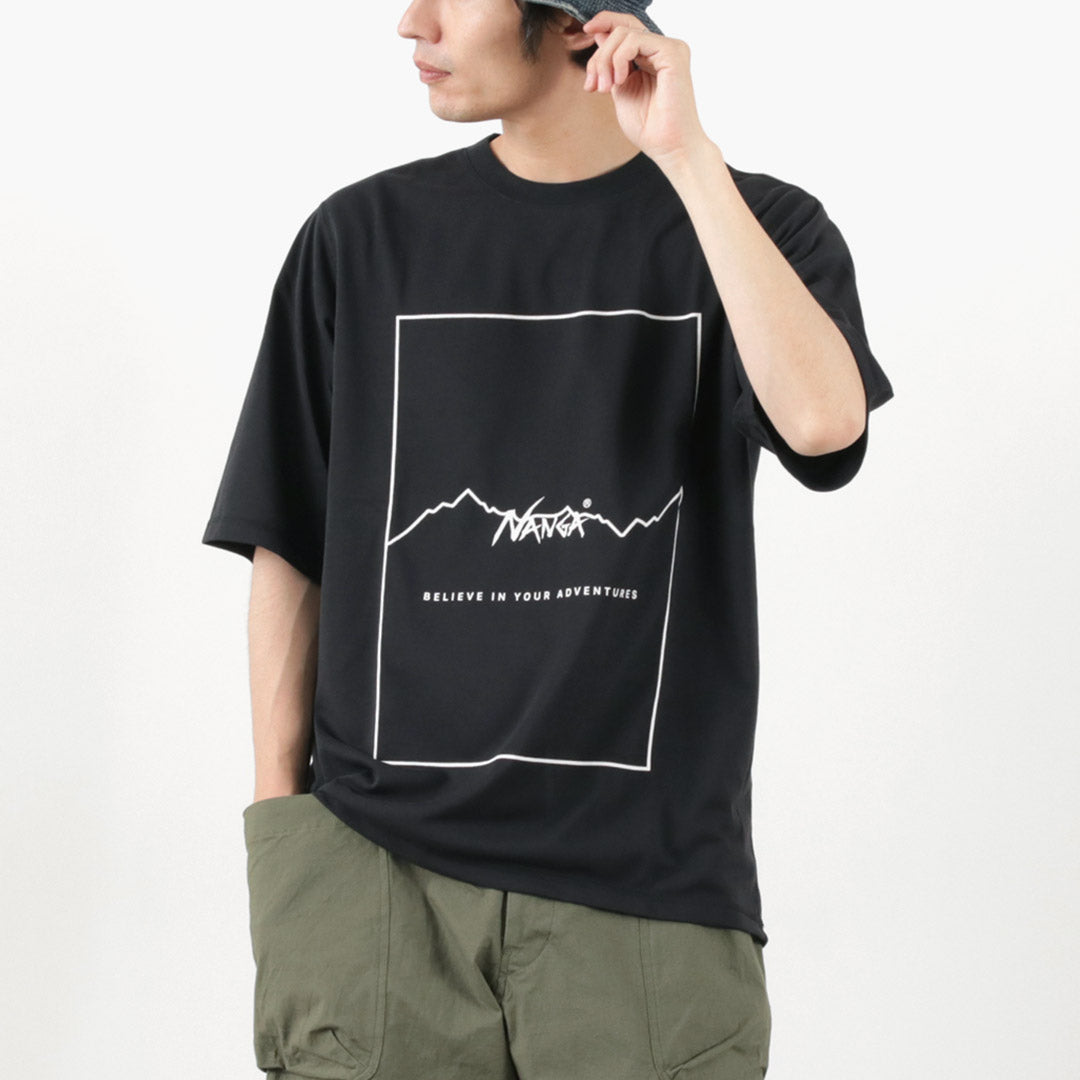 NANGA（ナンガ） ドライミックス フレーム ロゴT / メンズ トップス 半袖 プリント 速乾 UVカット ポリエステル DRY MIX FRAME LOGO TEE