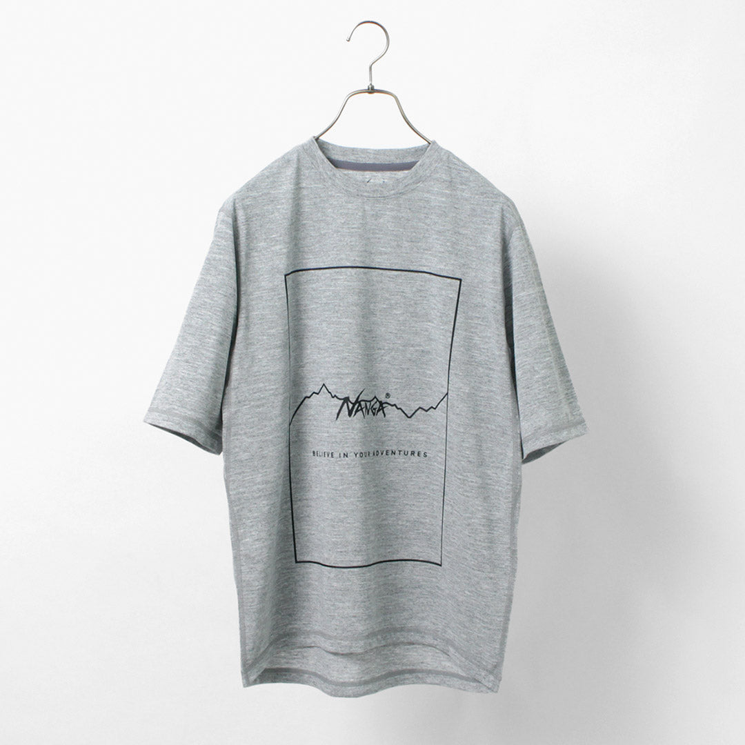 NANGA（ナンガ） ドライミックス フレーム ロゴT / メンズ トップス 半袖 プリント 速乾 UVカット ポリエステル DRY MIX FRAME LOGO TEE