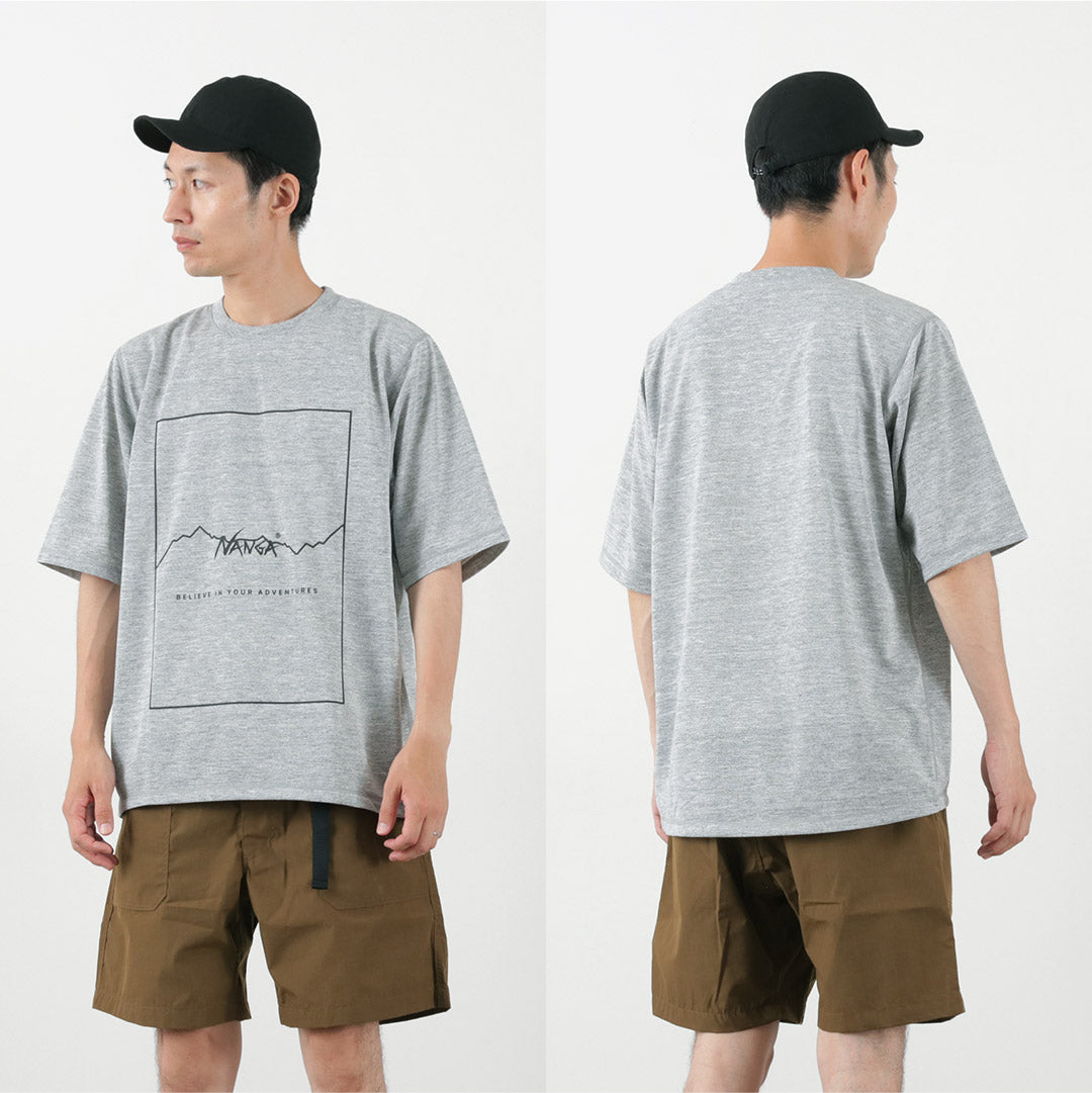 NANGA（ナンガ） ドライミックス フレーム ロゴT / メンズ トップス 半袖 プリント 速乾 UVカット ポリエステル DRY MIX FRAME LOGO TEE