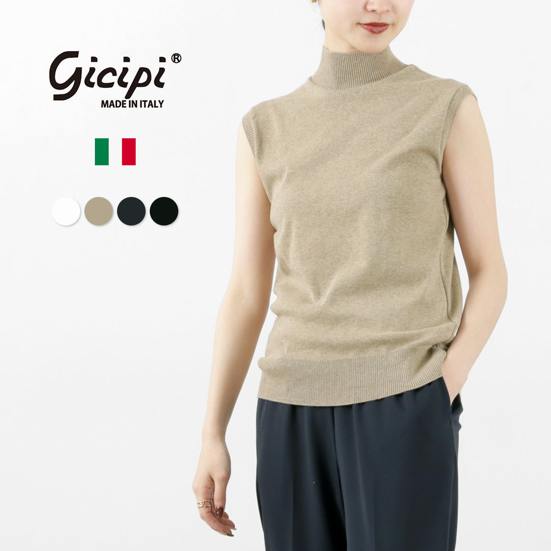 【20％OFF】GICIPI（ジチピ） ティターニオ モックネック ノースリーブニットソー / トップス レディース サマーニット プルオーバー 伸縮 イタリア製 TITANIO【セール】