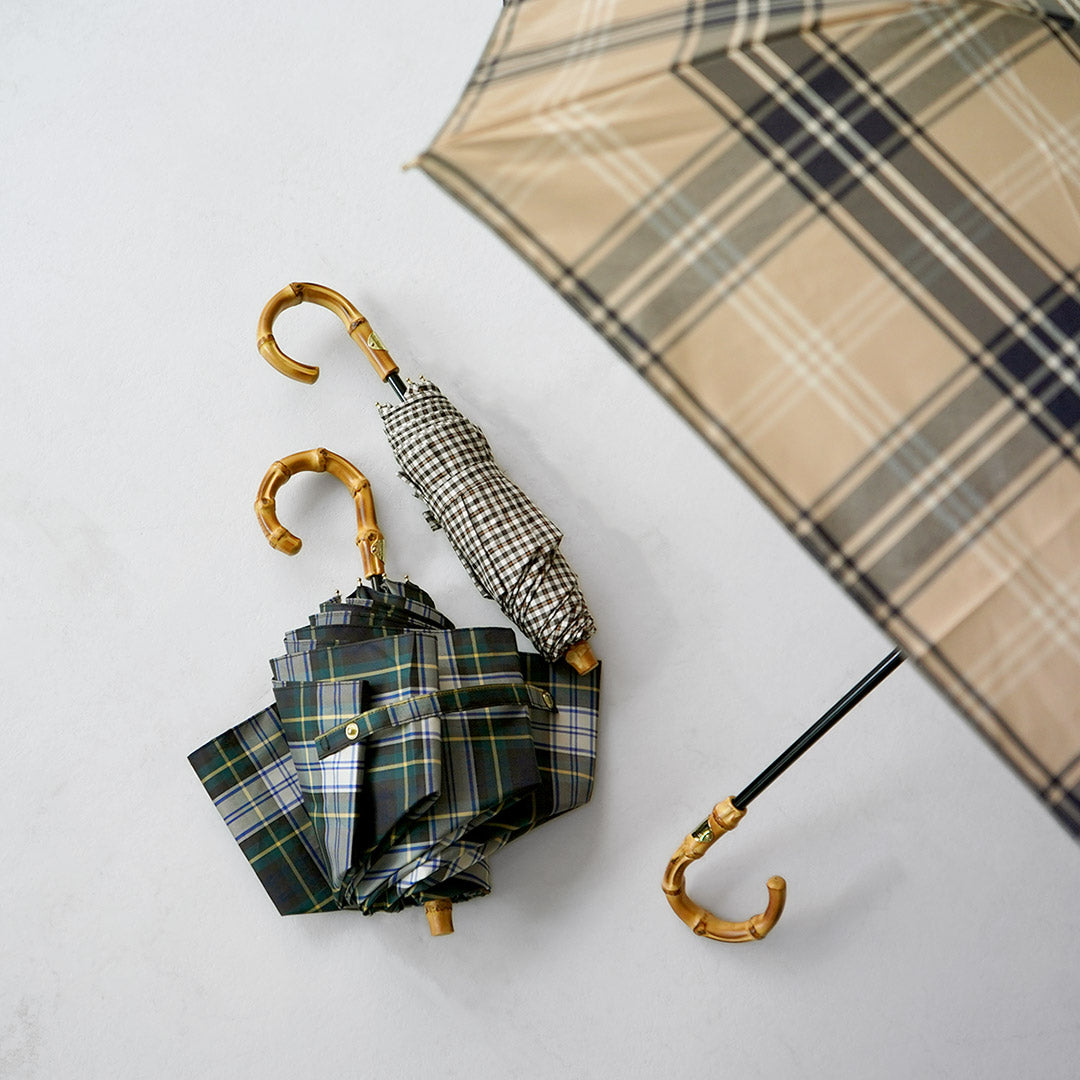 Traditional Weatherwear 折りたたみ傘 グリーン系チェック TRADITIONAL WEATHERWEAR（トラディショナル ウェザーウェア
