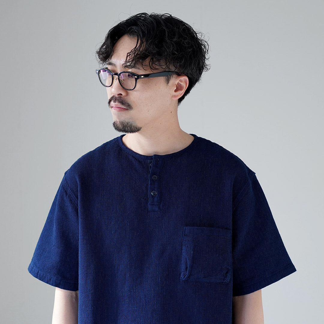 FOB FACTORY（FOBファクトリー） F3493 インディゴ ワッフル Tシャツ