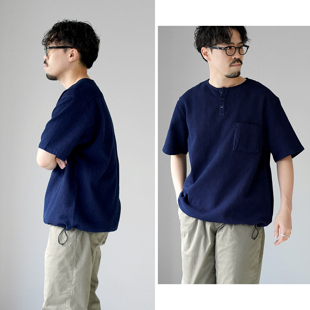 FOB FACTORY（FOBファクトリー） F3493 インディゴ ワッフル Tシャツ