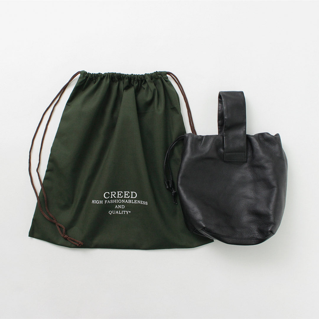 CREED（クリード） ドローストリング トート カウレザー / メンズ レディース バッグ 鞄 牛革 小さめ 巾着 日本製 Drawstring Tote Cowlether