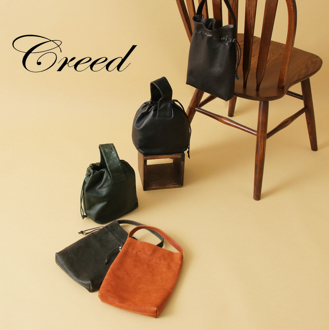 CREED（クリード） ドローストリング トート カウレザー / メンズ レディース バッグ 鞄 牛革 小さめ 巾着 日本製 Drawstring Tote Cowlether