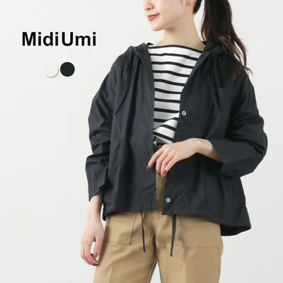 MIDIUMI（ミディウミ） フーデッド ショートシャツ / レディース トップス ブルゾン ライトアウター 羽織 無地 綿 コットン フード