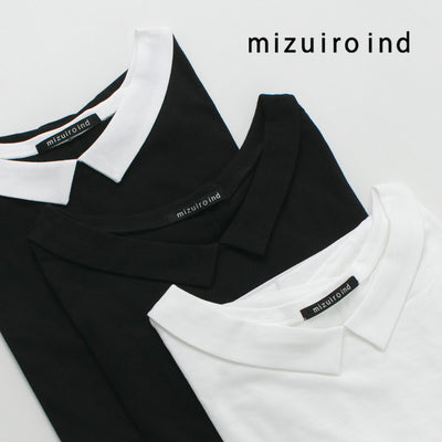mizuiro ind（ミズイロインド） シャツカラー ドルマンT / Tシャツ カットソー レディース 半袖 襟付き 綿 コットン きれいめ 無地 ドルマンスリーブ Shirt Collar Dolman T