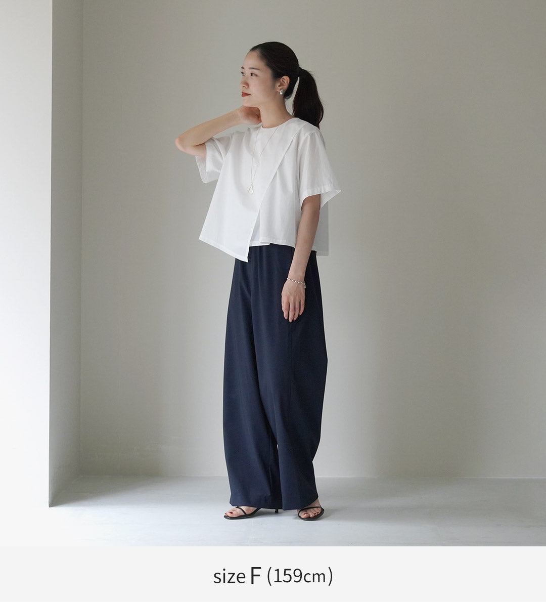 mizuiro ind（ミズイロインド） アシンメトリー レイヤーシャツ / レディース ブラウス 半袖 重ね着 無地 綿 コットン Asymmetry Layered Shirt