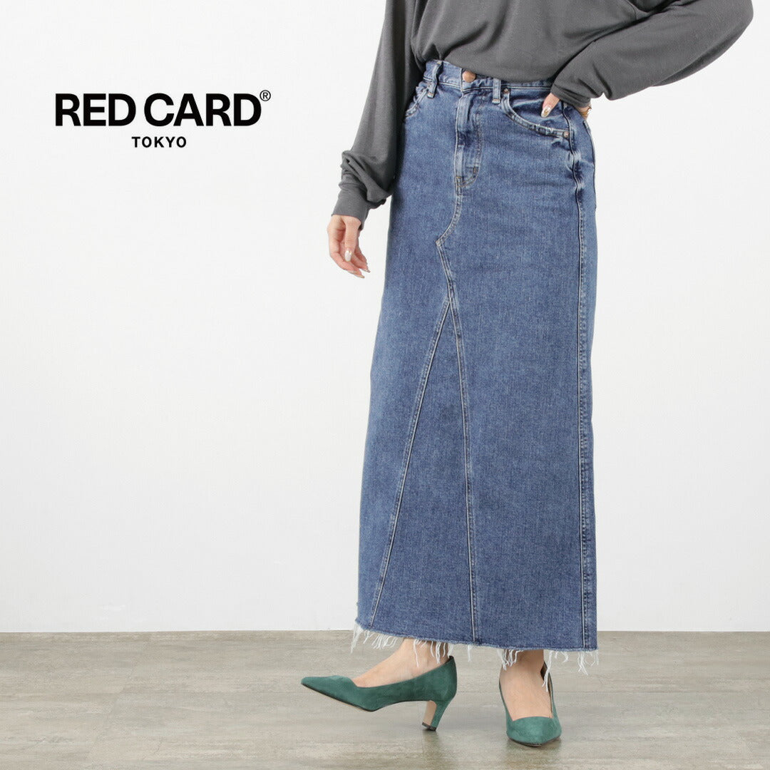 【20％OFF】RED CARD（レッドカード） Maddie 微ストレッチ カットオフ デニムスカート / ボトムス ロング スリット マキシ丈 切りっぱなし Maddie slight stretch CutOff Denim Skirt【セール】