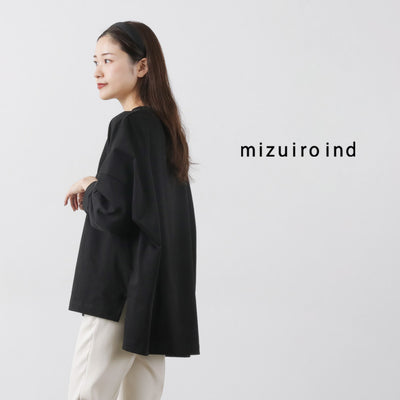 mizuiro ind（ミズイロインド） クルーネック ワイドプルオーバー コットン / レディース トップス Tシャツ 長袖 日本製 綿 オフィスカジュアル