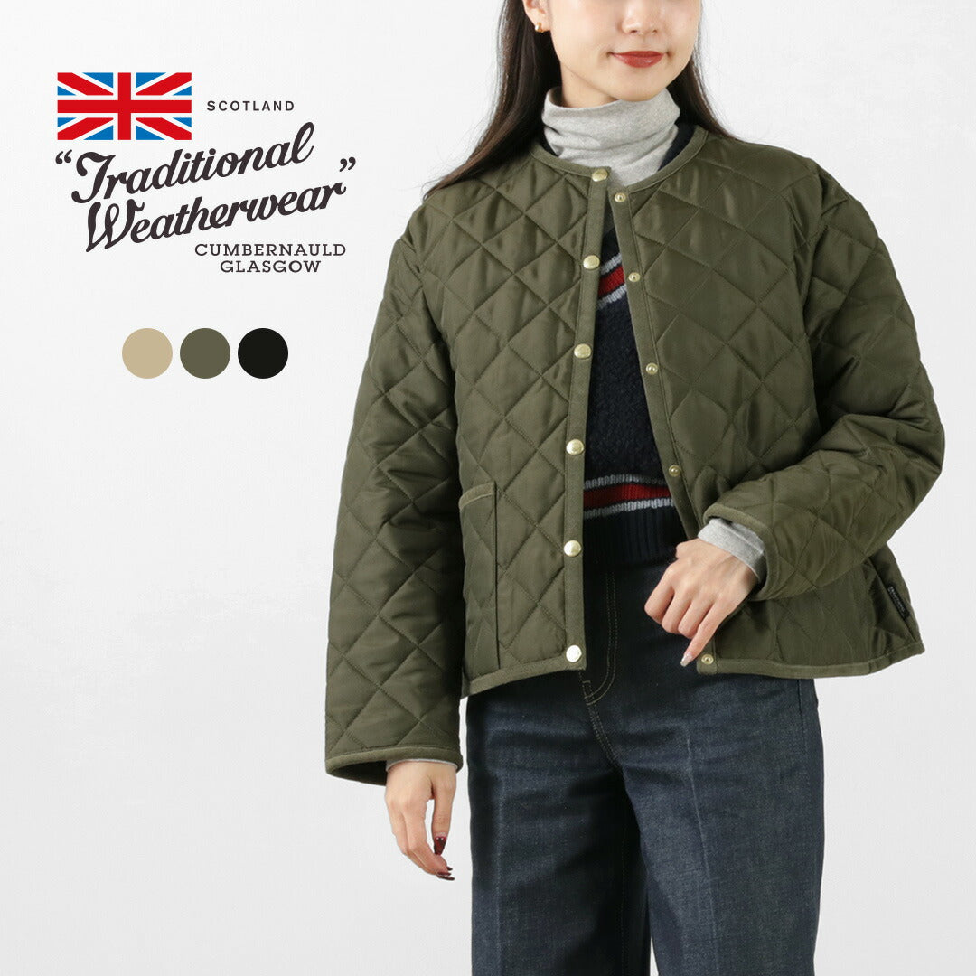 TRADITIONAL WEATHERWEAR（トラディショナル ウェザーウェア） アークリー Aライン ノーカラーキルティングジャケット /  レディース アウター ライトアウター コート ショート丈 ARKLEY A-LINE