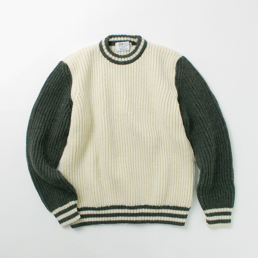 【30％OFF】KERRY WOOLLEN MILLS（ケリーウーレンミルズ） カラー別注 フィッシャーマンリブ クルーネック セーター ウィズ ライン