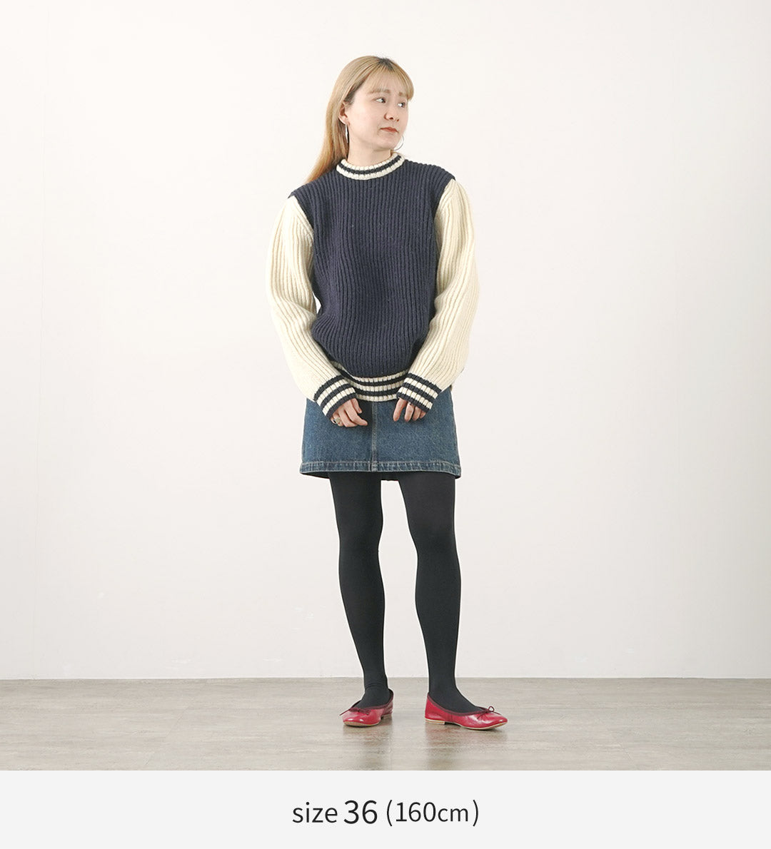 【30％OFF】KERRY WOOLLEN MILLS（ケリーウーレンミルズ） カラー別注 フィッシャーマンリブ クルーネック セーター ウィズ ライン