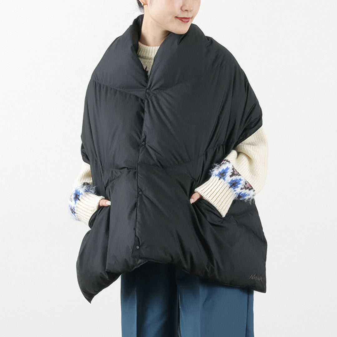 NANGA（ナンガ） ダウン ポンチョ マフラー / レディース シンプル ブランケット 防寒 キャンプ アウトドア DOWN PONCHO MUFFLER