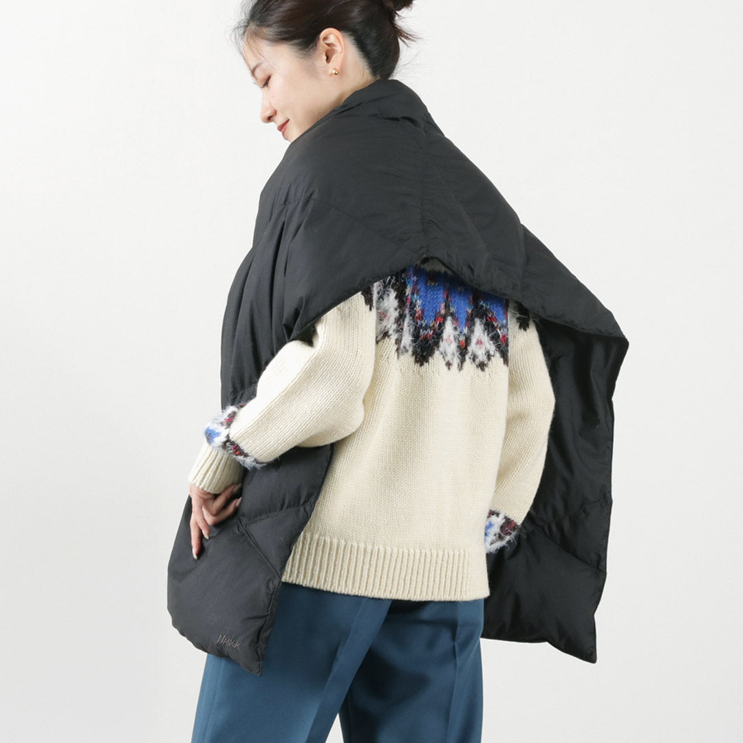 NANGA（ナンガ） ダウン ポンチョ マフラー / レディース シンプル ブランケット 防寒 キャンプ アウトドア DOWN PONCHO MUFFLER